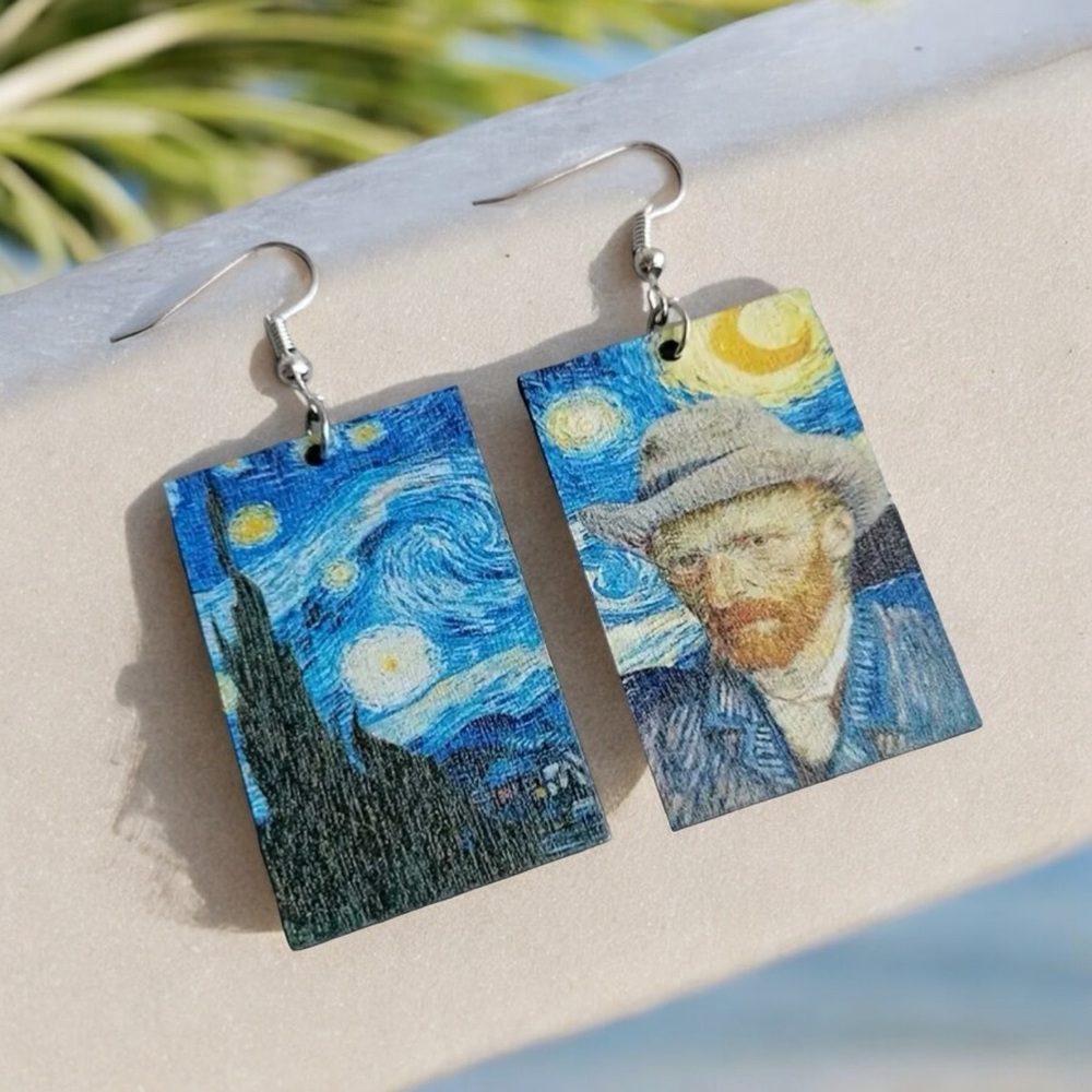 Stylish Mismatched Drop Earrings Wooden Pendant Perfect Decor For Art Lovers